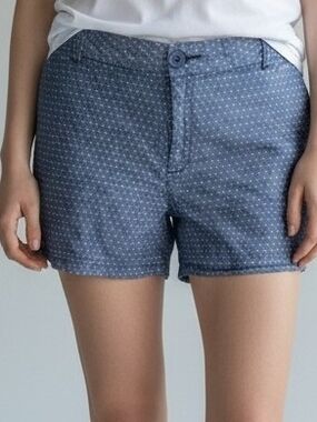 Classic Women's Blue Dot-Print Cotton Shorts